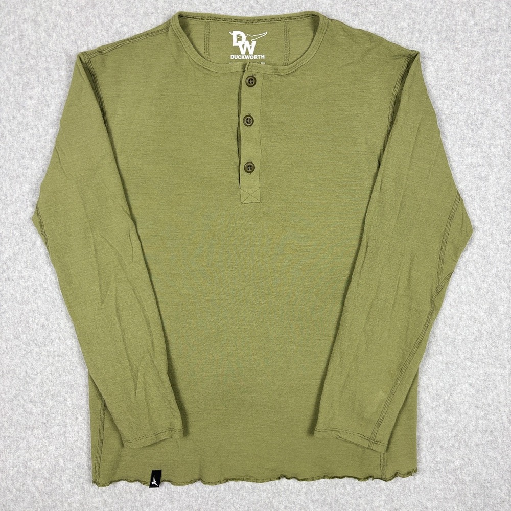 Duckworth Henley Shirt Merino Rambouillet Wool Men's Small Green Base Layer